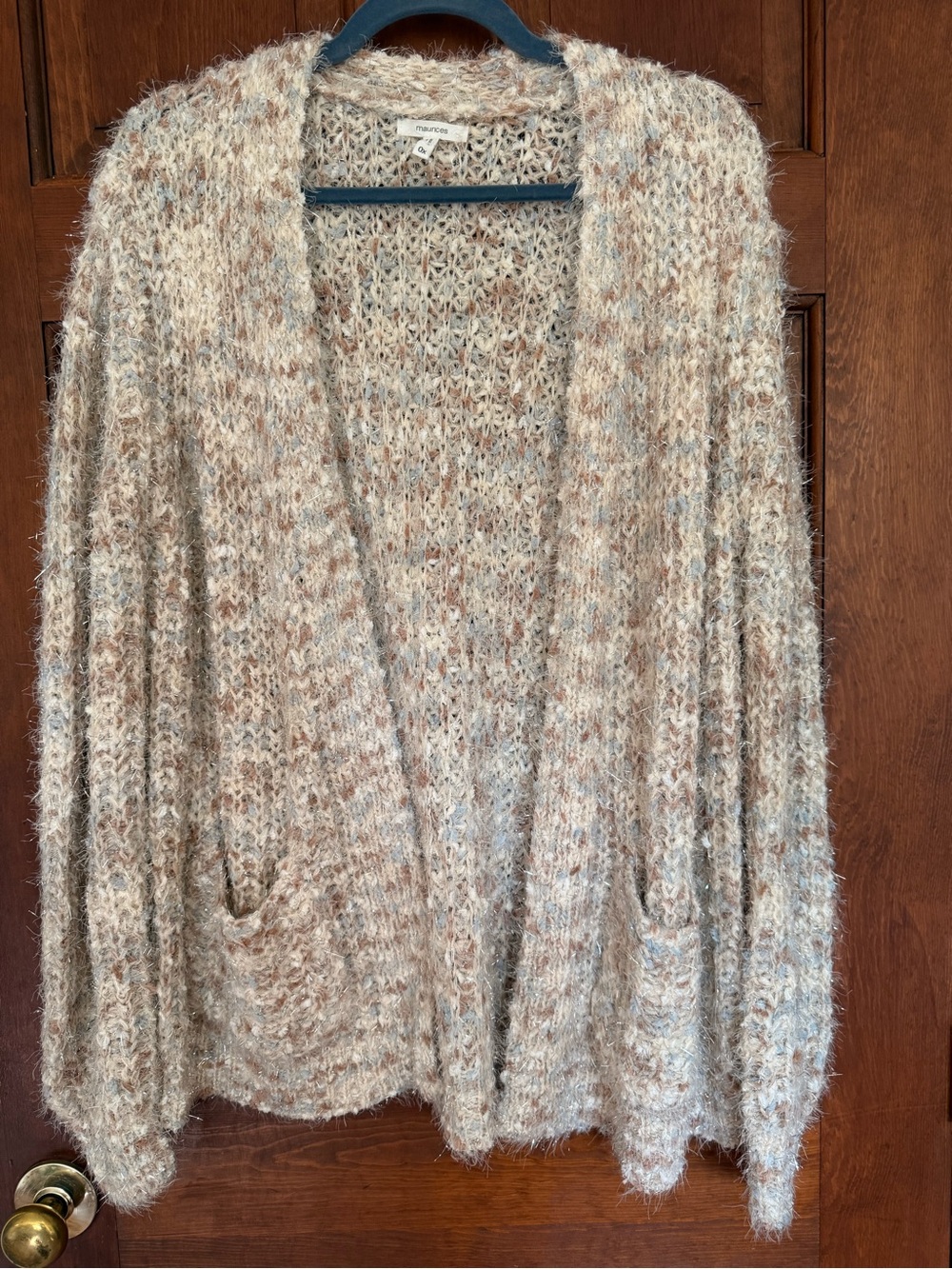 Maurices 0X Metallic Eyelash Knit Open Front Cardigan Sweater